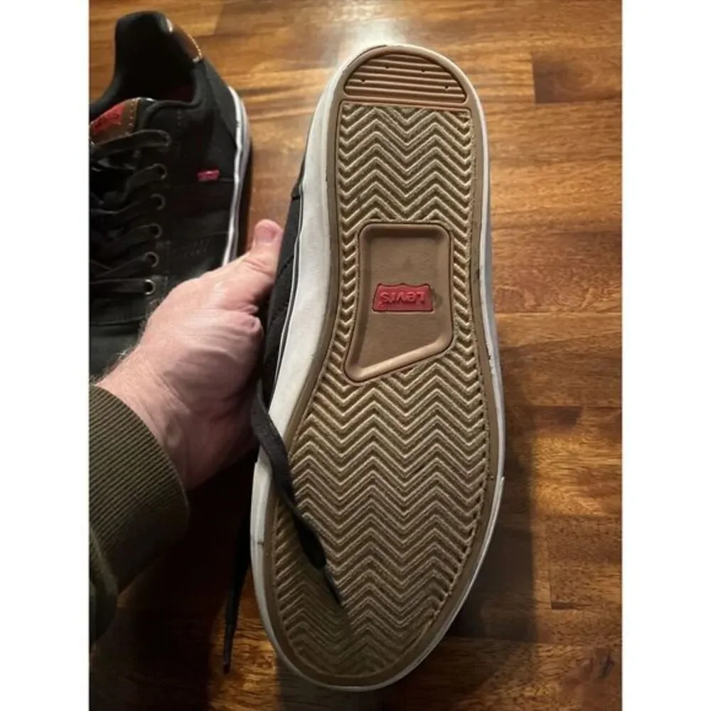 MENS LEVIS BLACK CANVAS/LEATHER  COMFORT‎ CASUAL SHOES SIZE 9 BLACK